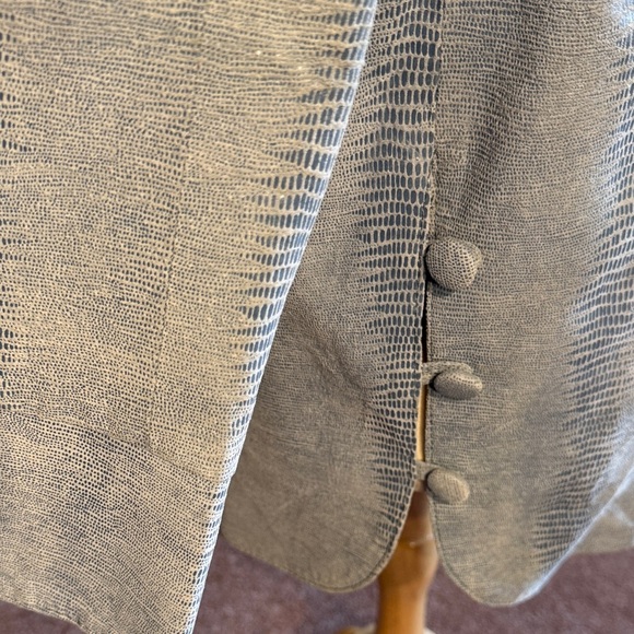 Vintage Chic Bettina Rizzi Light Blue Leather Snake Embossed Women's Jacket - Picture 3 of 9